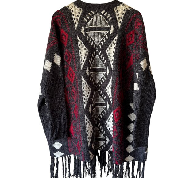 Charlotte Russe Y2K Southwestern Aztec Boho Style Fringe Cardigan Duster Open - Picture 2 of 16